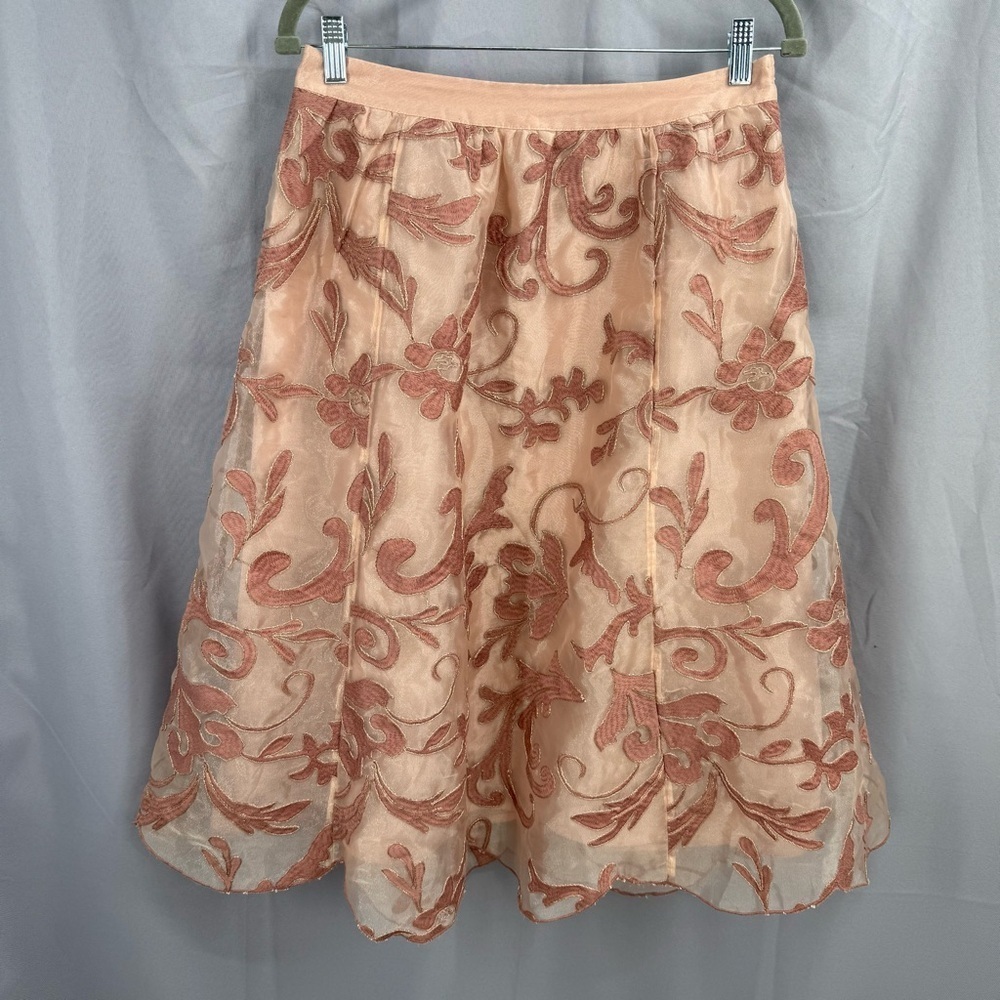 Anthropologie Maeve Pink Shannon‎ Embroidered Midi Skirt Size Medium